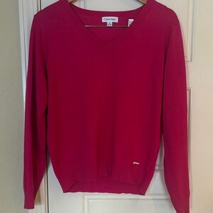 Calvin Klein Women's Fuchsia V-Neck Sweater